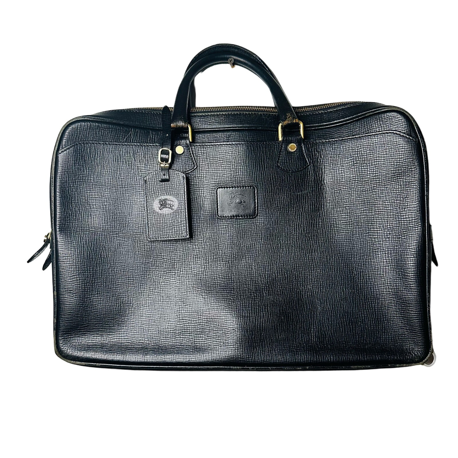 Burberry Black Calfskin Leather Briefcase Slim Style Messenger Bag